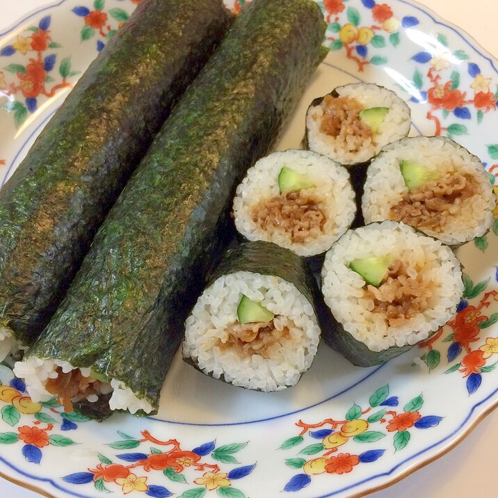 節分やお弁当にも 牛しぐれ煮の巻き寿司 レシピ 作り方 By Mywayuayu 楽天レシピ